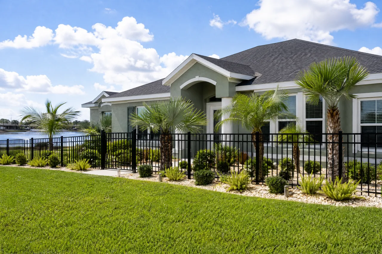 Black ornamental aluminum fence