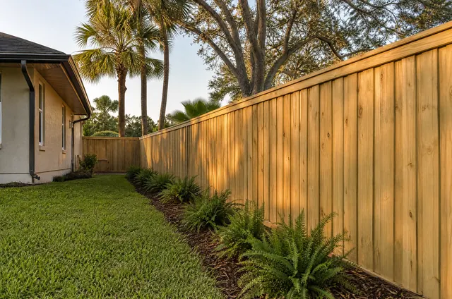 Fresh wood privacy with a cap and trim upgrade.